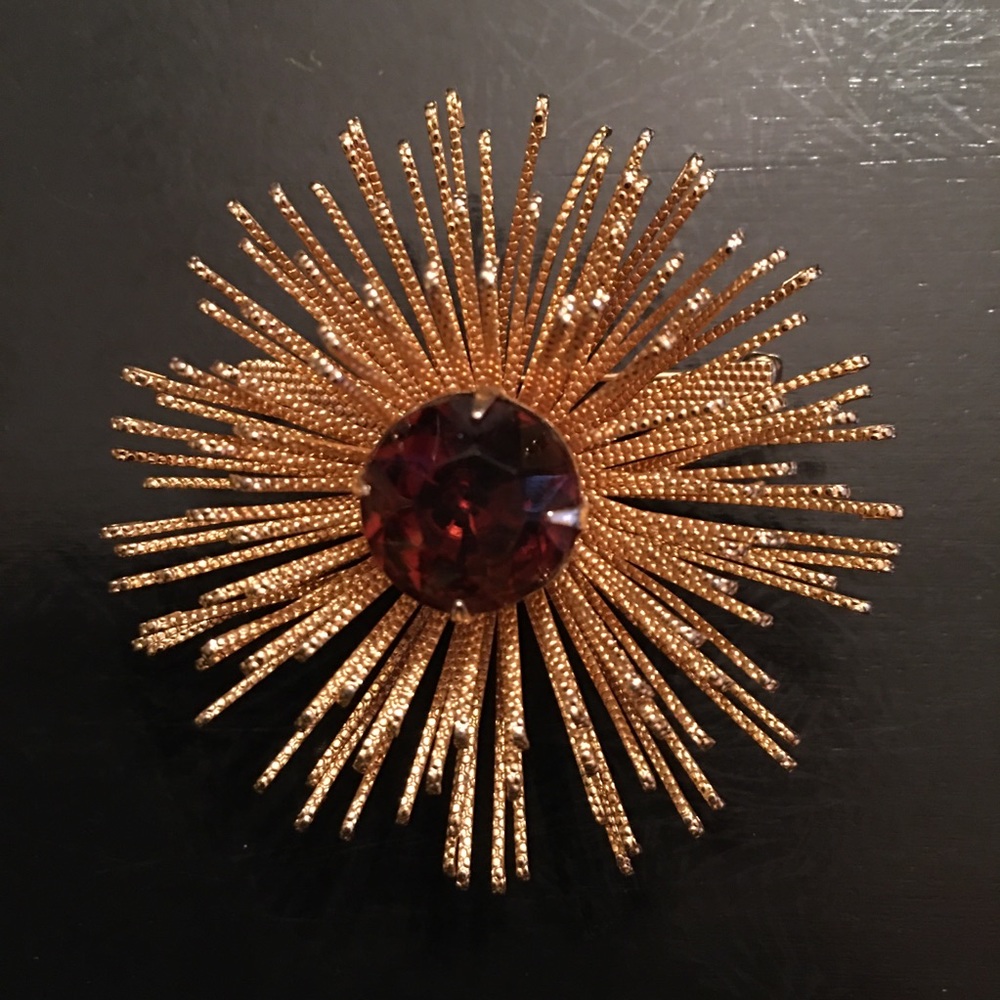 Vintage Sarah Coventry Amber Starburst Brooch